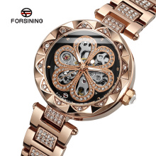 Forsining 8188 Beauty Ladies Mechanical Watches Diamond Flower Stainless Steel Womens Automatic Watch